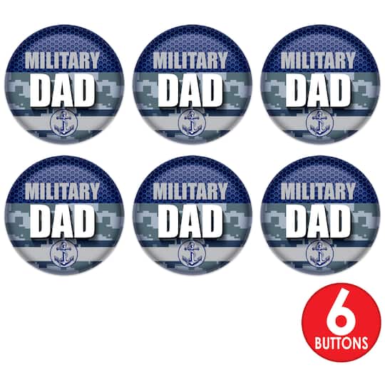 Beistle 2" Blue Camouflage Military Dad Buttons, 6ct.